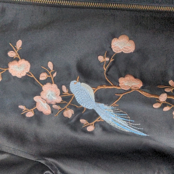 Ci Sono Japanese cherry blossom bird embroidered bomber Jacket Size Medium - Picture 2 of 7
